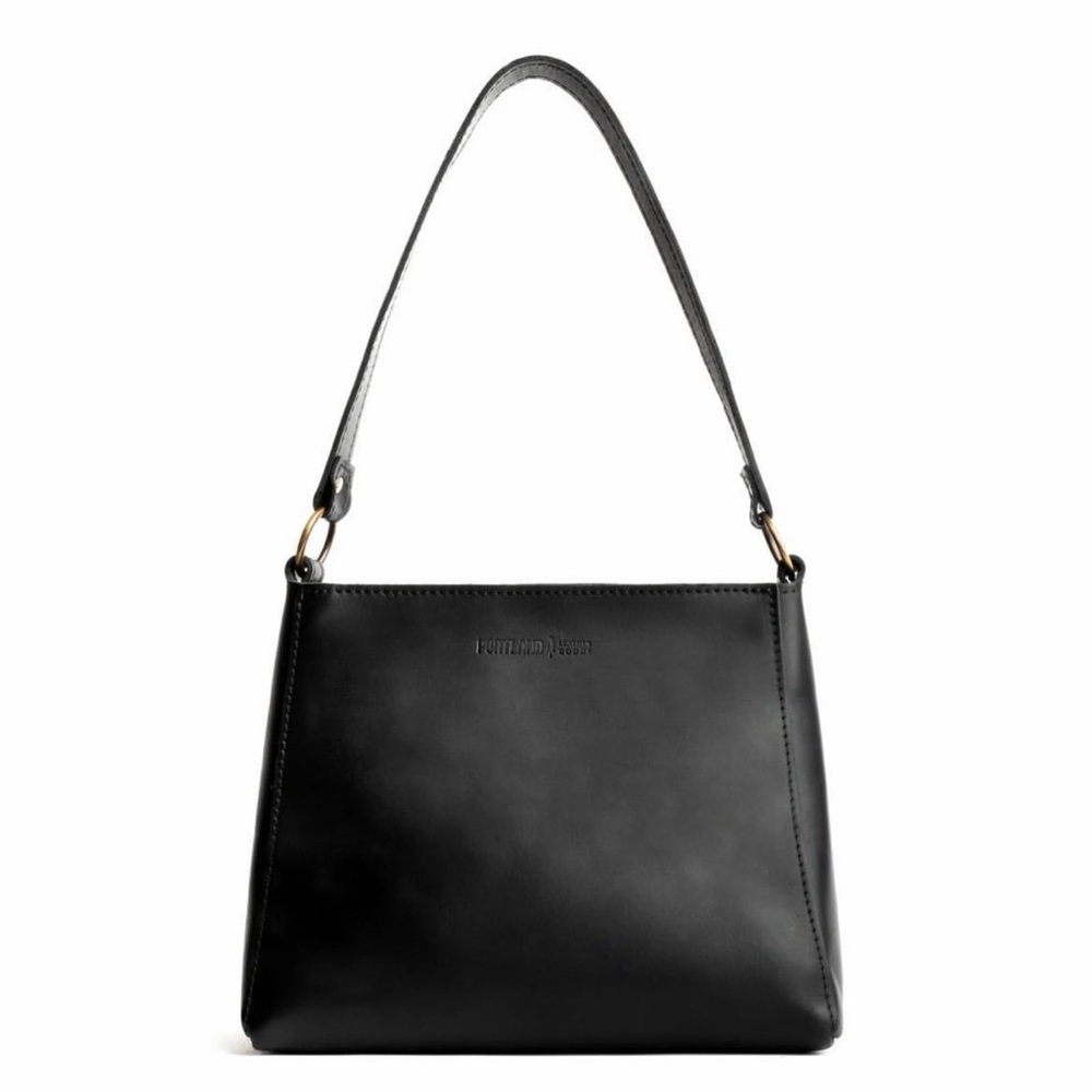 Portland Leather Goods Triangle Shoulder Bag Black Hobo Slouchy Minimalist
